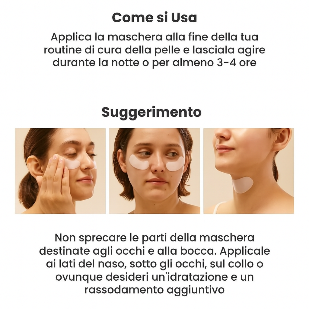 Maschera Bio-Collagene Riduci Rughe del 75% dopo 1 sola applicazione